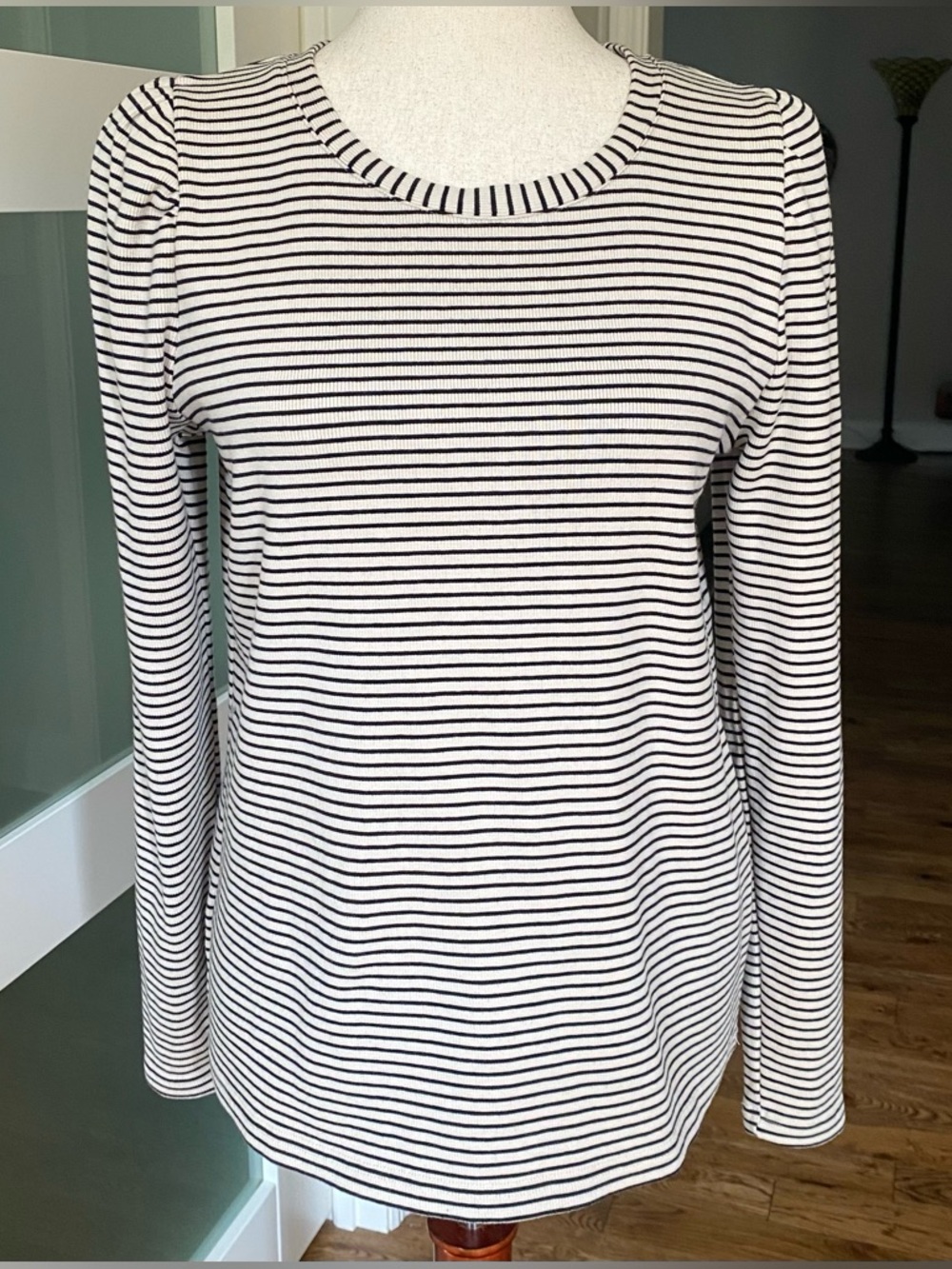 Chic Modern Works Striped Long Sleeve Ribbed Top